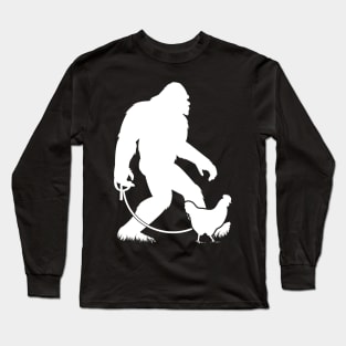 Bigfoot Walking Chicken Long Sleeve T-Shirt